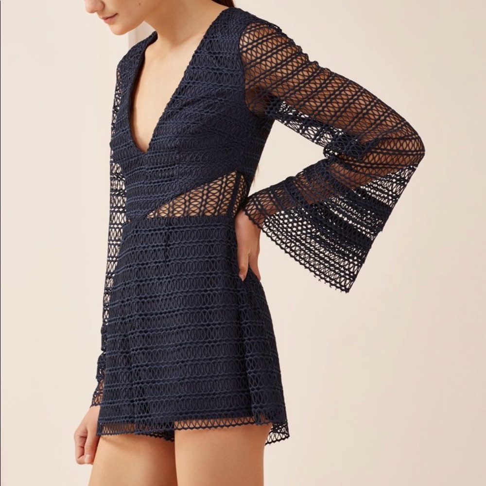 NWT keepsake all night lace playsuit navy